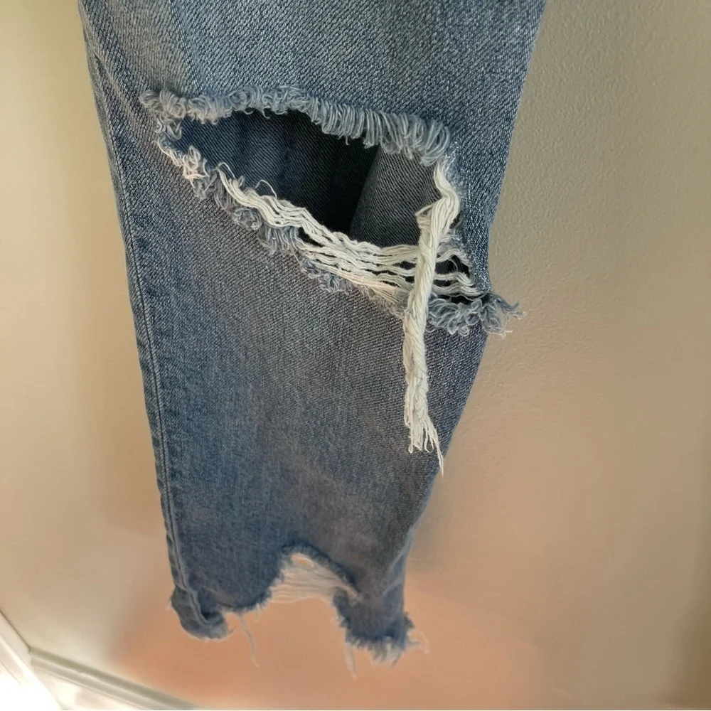 Free People Women Jeans 28 Denim Button Fly Distressed Light wash Raw Hem